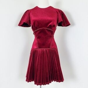 ASOS Velvet Mini Dress in Deep Red